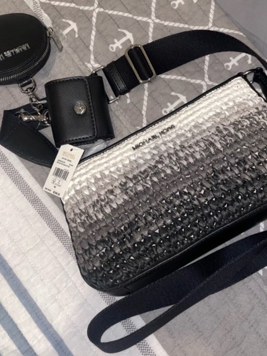 Michael Kors Handbags - Michael Kors Ombre Woven Crossbody in Black and Silver